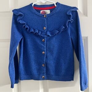 Mini Boden Royal Blue Ruffle Cardigan